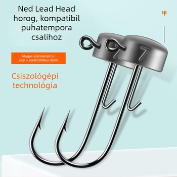 Ned Lead Head horog, 7 g, öntöttólom, Luya puha csalival, folyóvízi horgászat