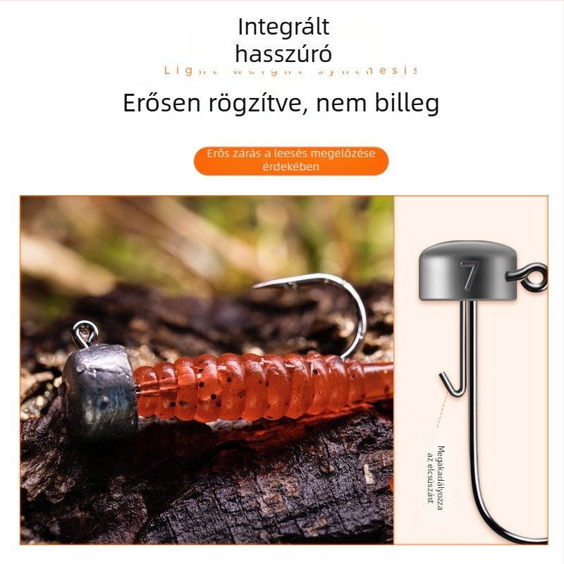 Ned Lead Head horog, 7 g, öntöttólom, Luya puha csalival, folyóvízi horgászat