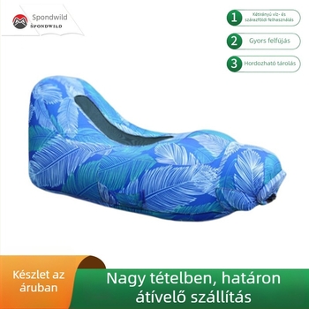 Egyszemélyes hordozható felfújható matrac kempingezéshez, 210T szakadásálló és fröccsenésálló anyag, tömeg 0.7 kg, terhelhetőség 200 kg