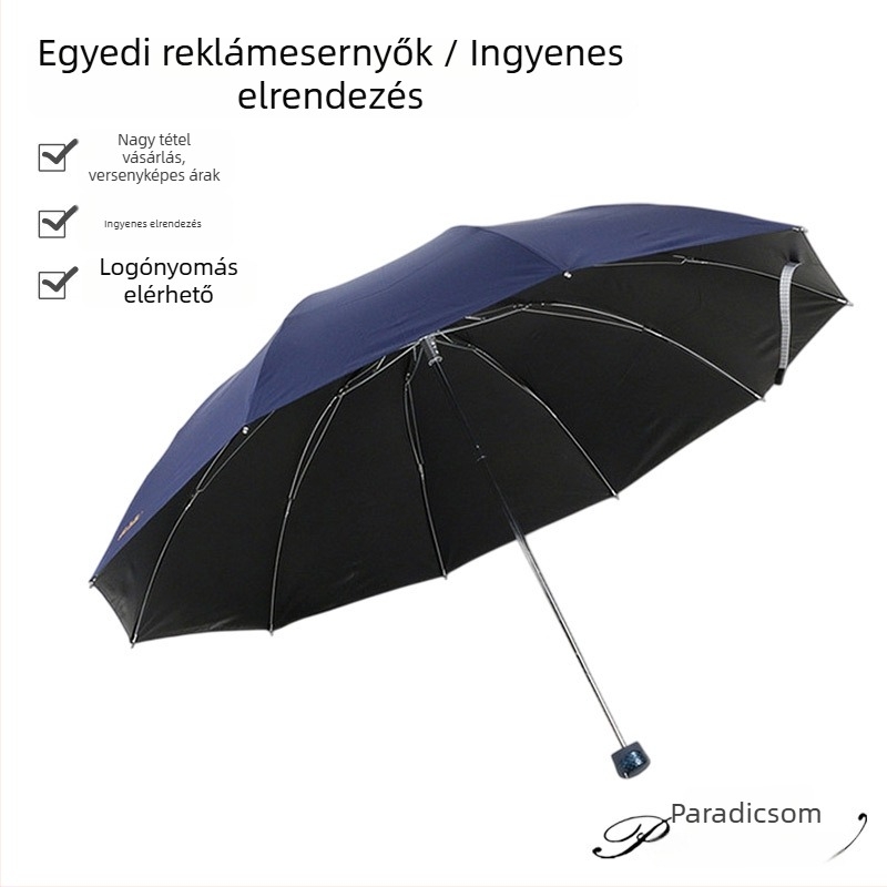 Reklámnapernyő, 10 acél váz, 190T vászon, kézi nyitás-zárás, logónyomtatás, műanyag fogantyú