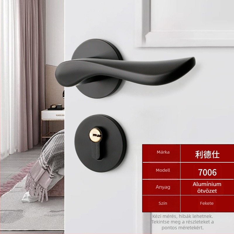 Alumínium fogantyúzár belső faajtókhoz – csendes működés; fürdőszoba, konyha, hálószoba ajtókhoz; modellek 7006–7048