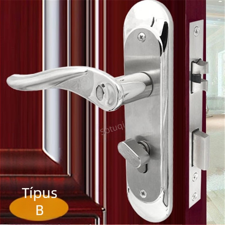 Ajtózár fogantyú, 304 rozsdamentes acél, belső ajtókhoz (fa, fürdő, konyha, fém ajtók), modern egyszerű stílus, modell A004-58