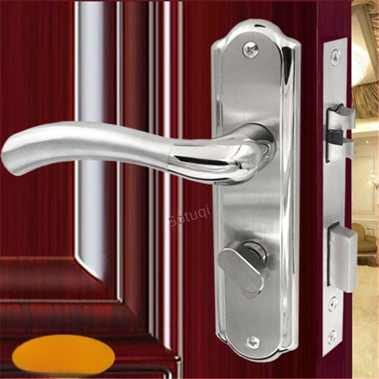 Ajtózár fogantyú, 304 rozsdamentes acél, belső ajtókhoz (fa, fürdő, konyha, fém ajtók), modern egyszerű stílus, modell A004-58