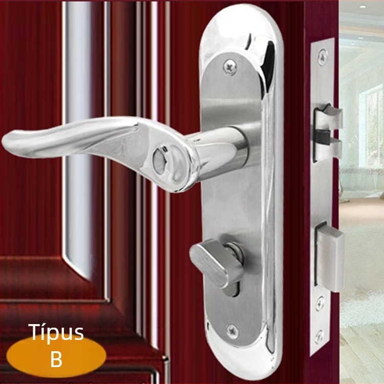 Ajtózár fogantyú, 304 rozsdamentes acél, belső ajtókhoz (fa, fürdő, konyha, fém ajtók), modern egyszerű stílus, modell A004-58