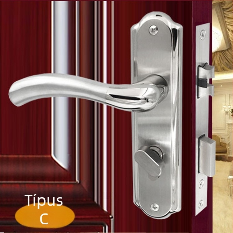 Ajtózár fogantyú, 304 rozsdamentes acél, belső ajtókhoz (fa, fürdő, konyha, fém ajtók), modern egyszerű stílus, modell A004-58