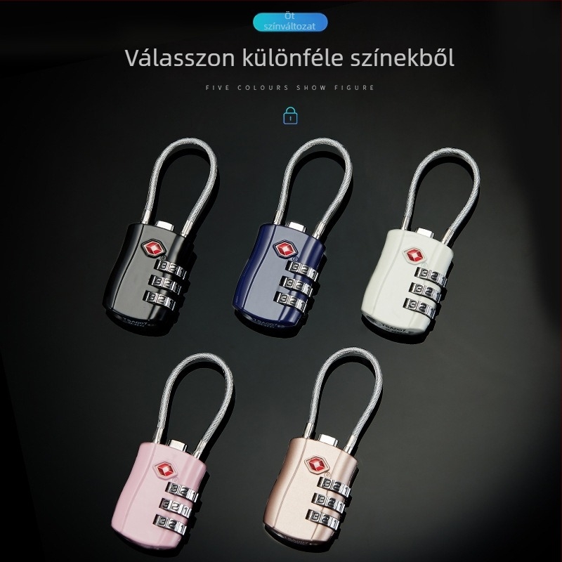 Számsoros poggyászzár, TSA-kompatibilis, alumíniumötvözet test, záróelem vastagsága 0,5 mm, távolság záróelemek között 3 cm, modell 01