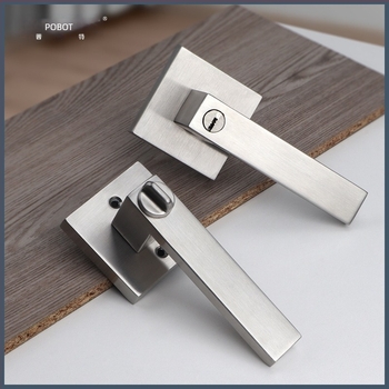 Kilincs-zár – négyzetes, három karos zár, PBT-8811, rozsdamentes acél, masszív fa ajtókhoz (iroda/hálószoba)