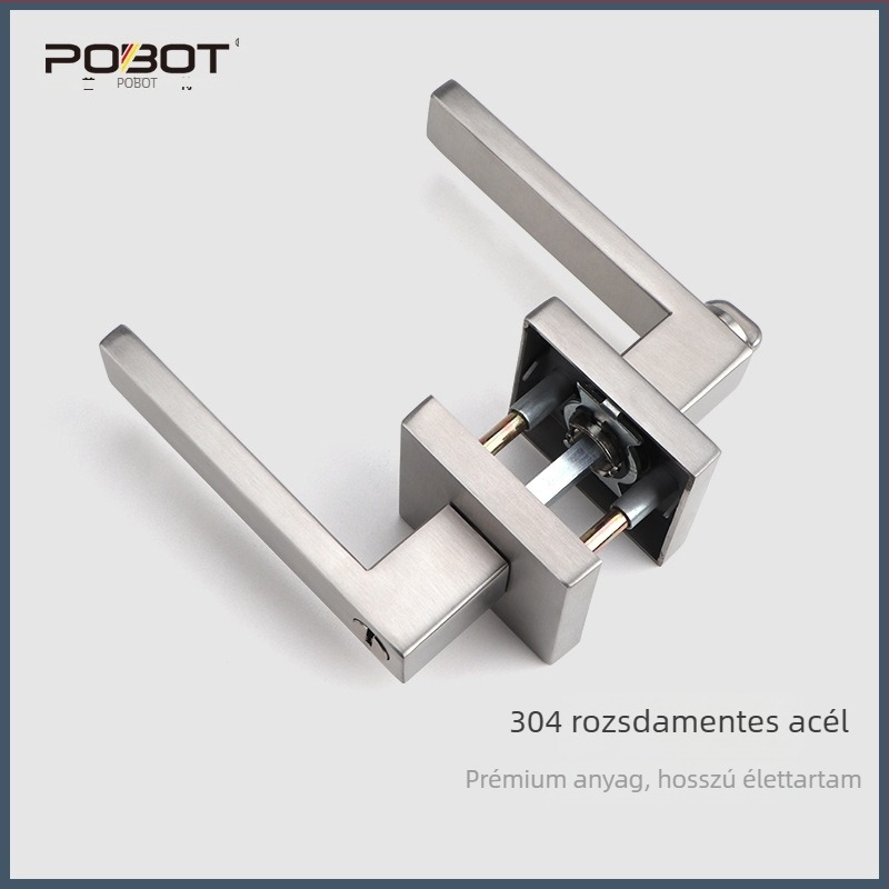 Kilincs-zár – négyzetes, három karos zár, PBT-8811, rozsdamentes acél, masszív fa ajtókhoz (iroda/hálószoba)