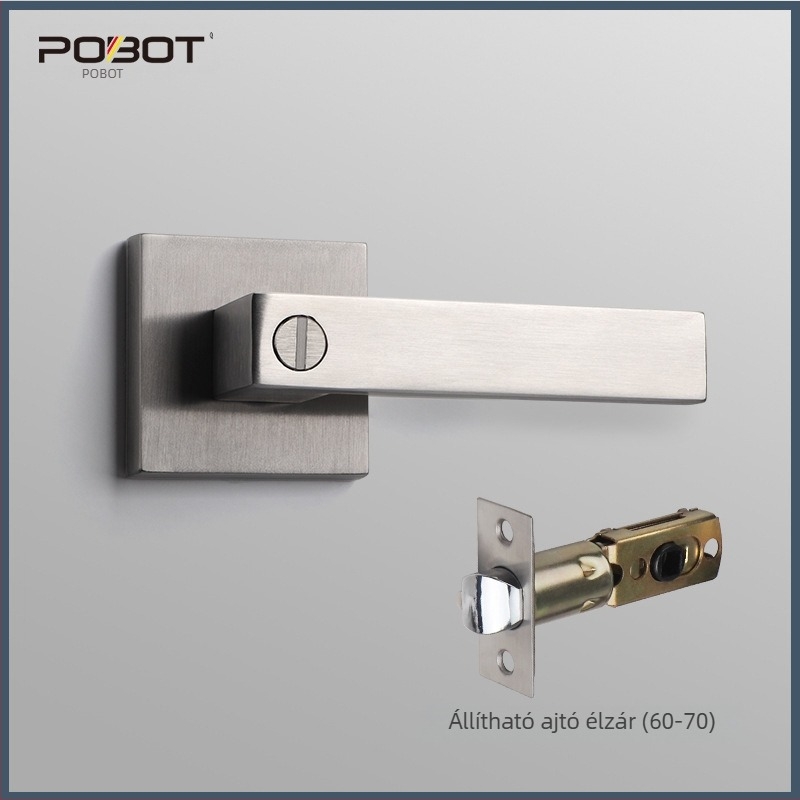 Kilincs-zár – négyzetes, három karos zár, PBT-8811, rozsdamentes acél, masszív fa ajtókhoz (iroda/hálószoba)