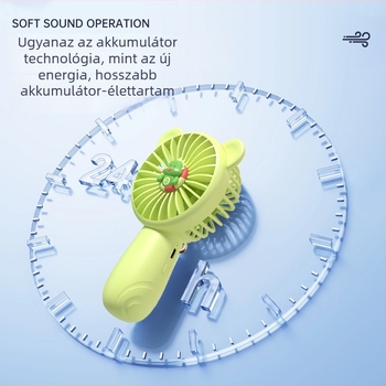 Kézi USB-s ventilátor, 3 fokozat, beépített 500–800 mAh akkumulátor, 5 lapát, alacsony zaj