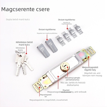 Mortise zár Rolós ajtókhoz – réz zárótest, univerzális típus, alsó és középső nyitású kapukhoz