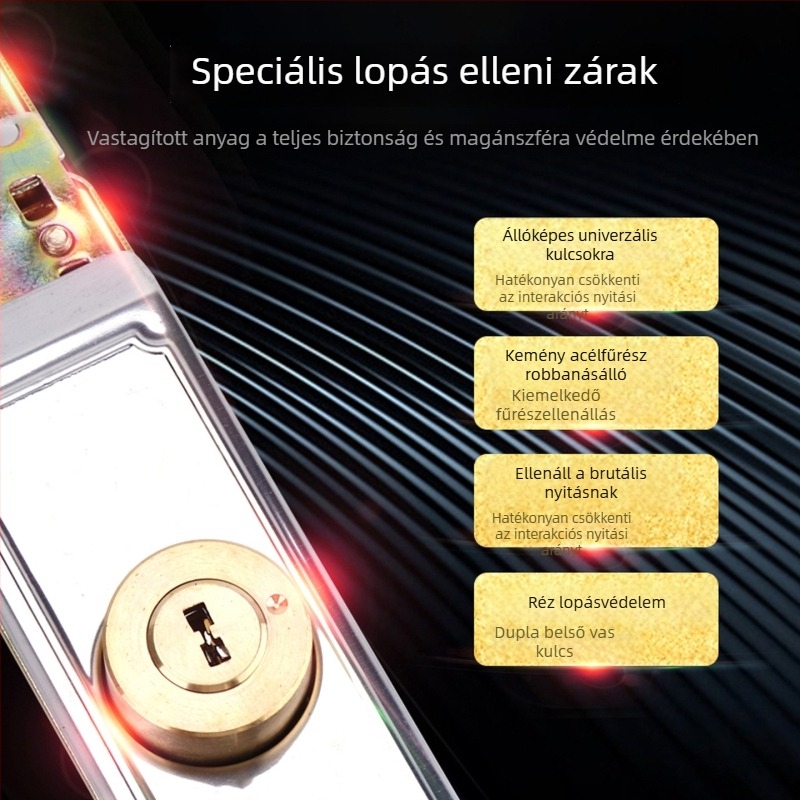 Mortise zár Rolós ajtókhoz – réz zárótest, univerzális típus, alsó és középső nyitású kapukhoz