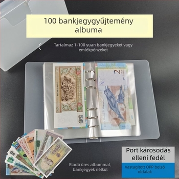100 bankjegy RMB tárolóalbum, hordozható, oxidáció elleni védelem