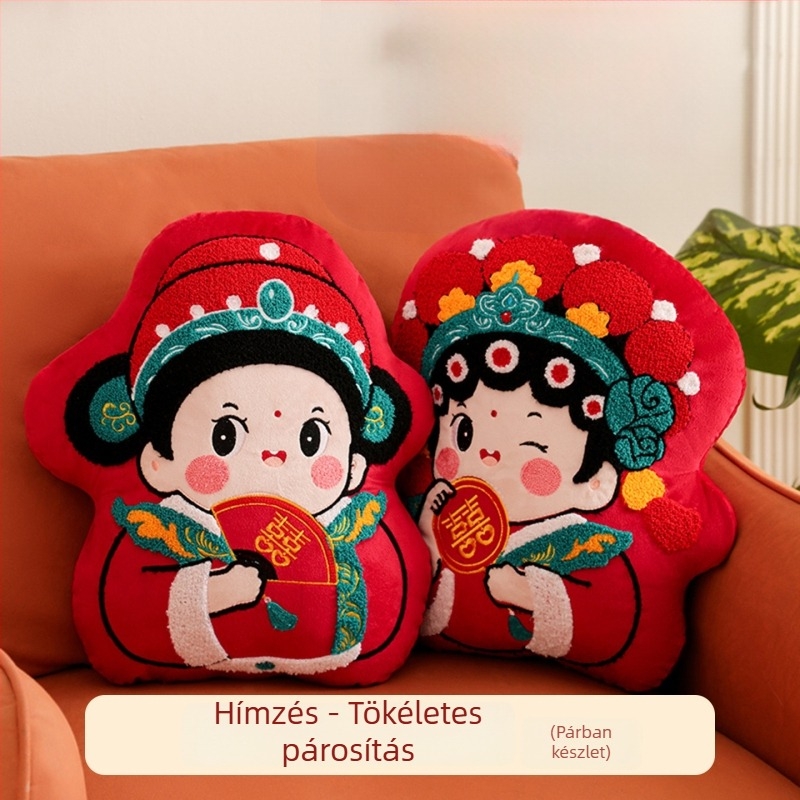 Esküvői plüssbaba pár - magas minőségű aranyos plüss párna fiatal házasoknak - PP pamut töltés, nagyon puha rövid plüss, ajándékdobozos csomagolás