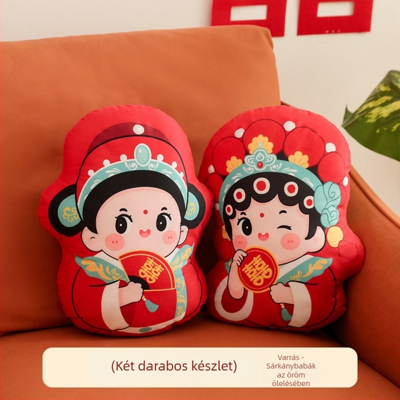 Esküvői plüssbaba pár - magas minőségű aranyos plüss párna fiatal házasoknak - PP pamut töltés, nagyon puha rövid plüss, ajándékdobozos csomagolás