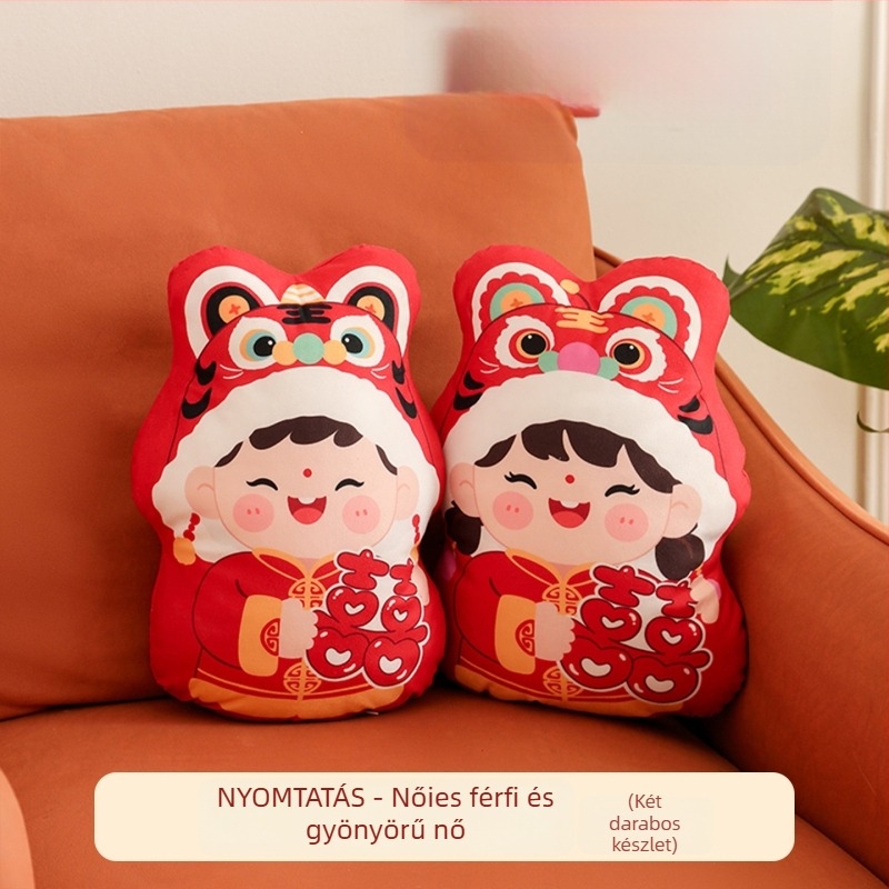 Esküvői plüssbaba pár - magas minőségű aranyos plüss párna fiatal házasoknak - PP pamut töltés, nagyon puha rövid plüss, ajándékdobozos csomagolás