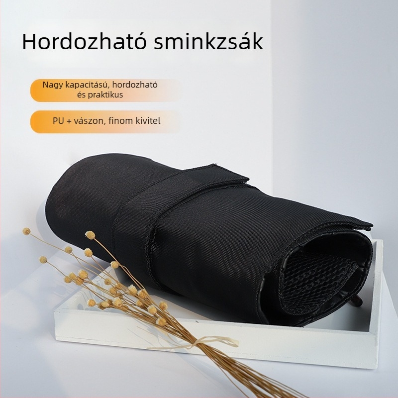 Sminkecset készlet 24 ecsettel, PU sörték, hordozható ecset-roll tok