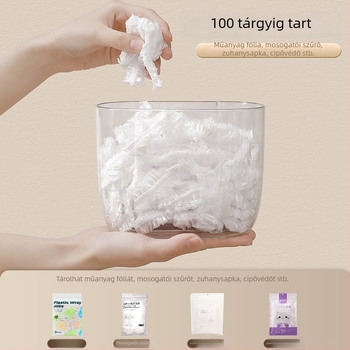 Konyhai falra szerelt PET műanyag fóliakötő fedő, porvédő tároló, 1 db, 50 darabos csomag