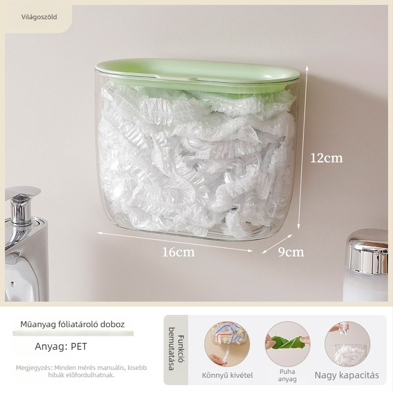 Konyhai falra szerelt PET műanyag fóliakötő fedő, porvédő tároló, 1 db, 50 darabos csomag