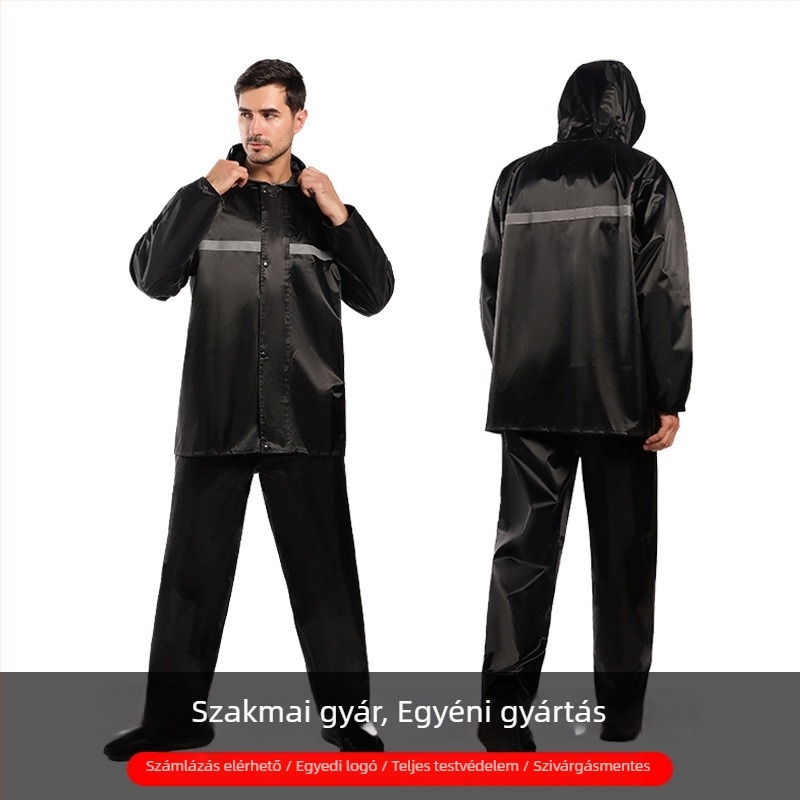 Férfi esőkabát és esőnadrág készlet – split stílus, Chun Yafang anyag 0,2 mm, PVC vízálló réteg, Poncho, 1 felnőttnek, szabadtéri kerékpározáshoz és túrázáshoz
