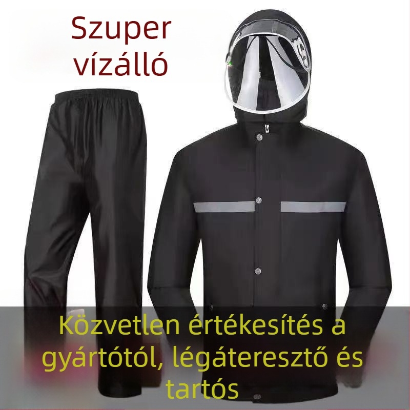 Férfi esőkabát és esőnadrág készlet – split stílus, Chun Yafang anyag 0,2 mm, PVC vízálló réteg, Poncho, 1 felnőttnek, szabadtéri kerékpározáshoz és túrázáshoz