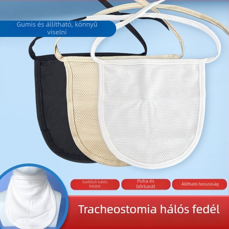 Yikonu újrahasználható tracheostomiás porvédő, teljes torokra szánt, szövött anyag, jóváhagyás száma 20160352