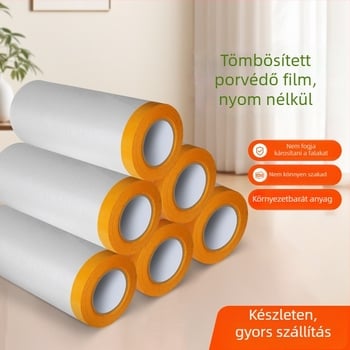 Porvédő film bútorokhoz, háztartási gépekhez és autókhoz; anyag PE; vastagság 0,06 mikron; vízbázisú ragasztó; Washi szalag alap; papírtubus központ; egyszeri használat