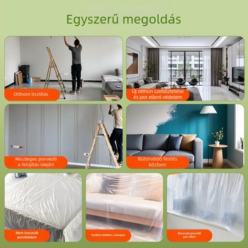 Porvédő film bútorokhoz, háztartási gépekhez és autókhoz; anyag PE; vastagság 0,06 mikron; vízbázisú ragasztó; Washi szalag alap; papírtubus központ; egyszeri használat