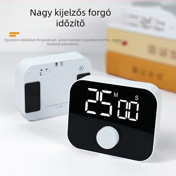 Csendes LED Forgó időmérő tanuláshoz és konyhához — Akkumulátoros működés, Elektronikus mozgás, Téglalap alakú ház, LED kijelző, Nyomtatott logó