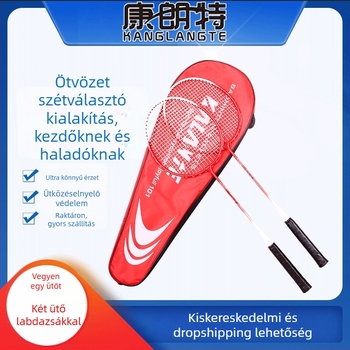 Két könnyű támadó tollaslabdaütő kezdőknek — 90–94 g, Nylon húzózsinórok, fogantyú G5, egyenes nyél
