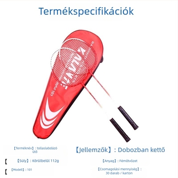 Két könnyű támadó tollaslabdaütő kezdőknek — 90–94 g, Nylon húzózsinórok, fogantyú G5, egyenes nyél