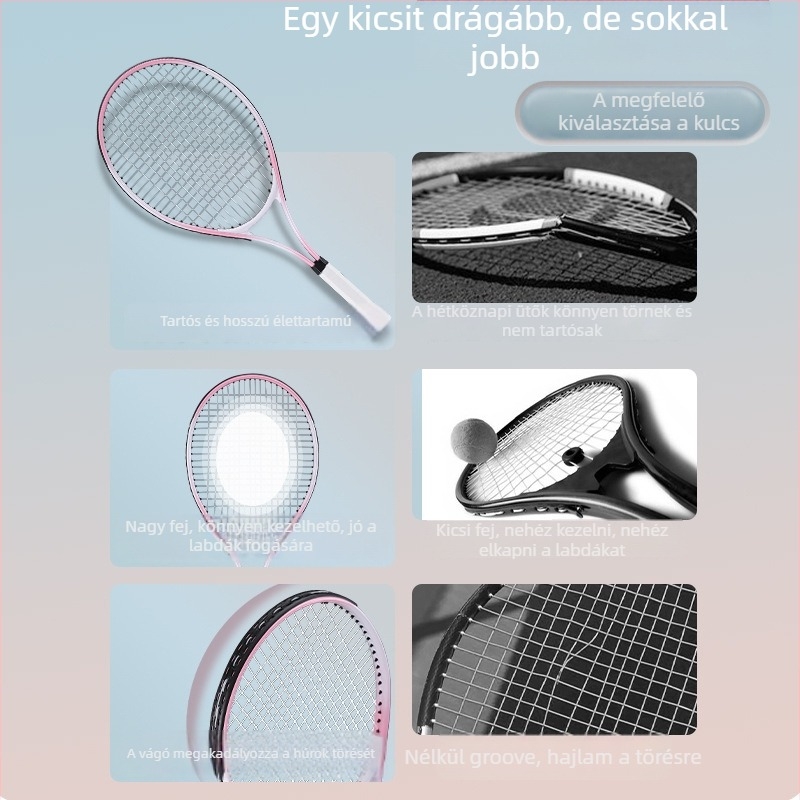 Bosska teniszütő készlet keret alumínium ötvözet és nylon húrok, vonalas visszafutó edző egyéni gyakorlásra, kezdő fiataloknak