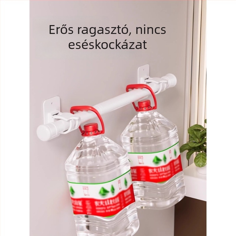 Fúrás nélküli fürdőszobai tárolópolc erős ragasztóval, bővíthető törölközőtartó és zuhanyfüggönyrúd