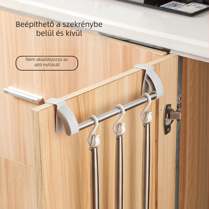 Ajtó mögötti akasztó fürdőszobába és konyhába – rozsdamentes acél + műanyag, modern minimalista stílus, ajtó mögötti felakasztás, terhelhetés: érdeklődjön