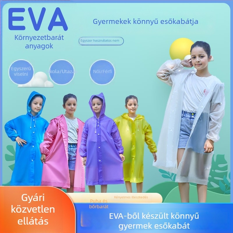 Gyerek EVA esőponcsó - teljes testet fedő, EVA anyag, 0,14 mm, normál vastagság, egyedi logó