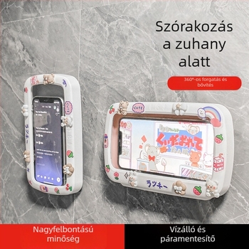 Falra szerelt fürdőszobai telefontartó vízálló dobozzal és tárolópolccal — Lime Ben, Anyag: Egyéb, Stílus: Modern egyszerűség