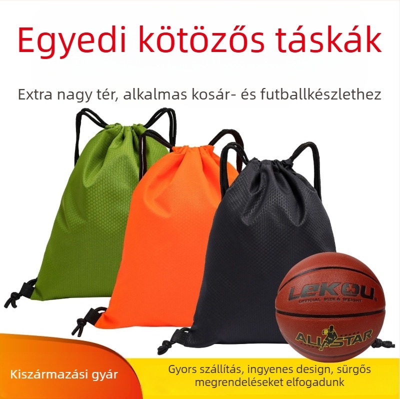 Oxford anyagú sport hátizsák, testreszabható, futball mintával, hőtranszferes és szitanyomásos nyomtatás