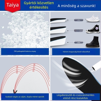 Taya EVA Belső Magasságot Növelő Talpbetét – Teljes hosszúságú, Légáteresztő és Nedvesség-szívó, Magasság 1,5–3,5 cm, Uniszex