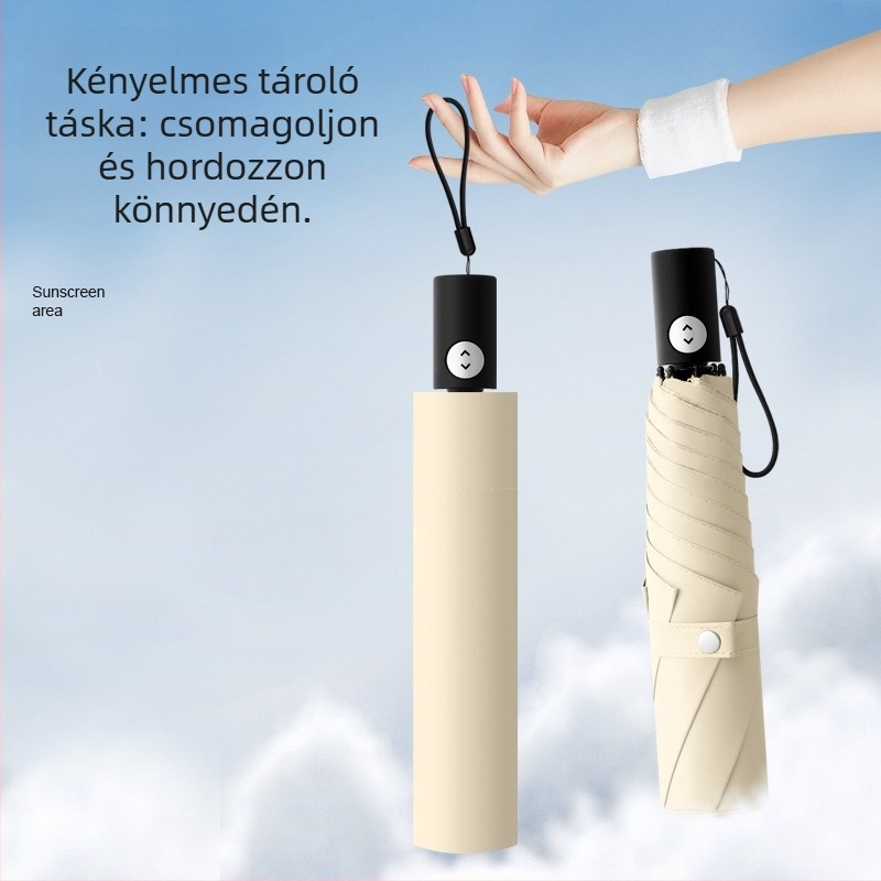 Japán stílusú ultrakönnyű napernyő, automatikus nyitás-zárás, 6 borda (ívek), alumínium nyelet, UV védelem UPF50+