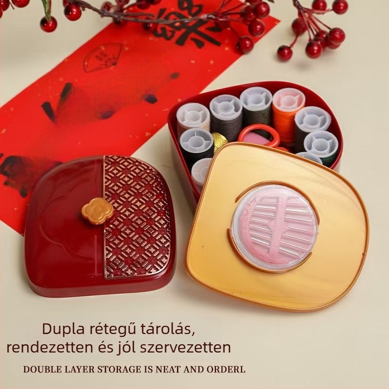 Menyasszonyi varrókészlet doboza – műanyag, díszdobozos csomagolás, egyéb esküvői kellékek, esküvői használatra