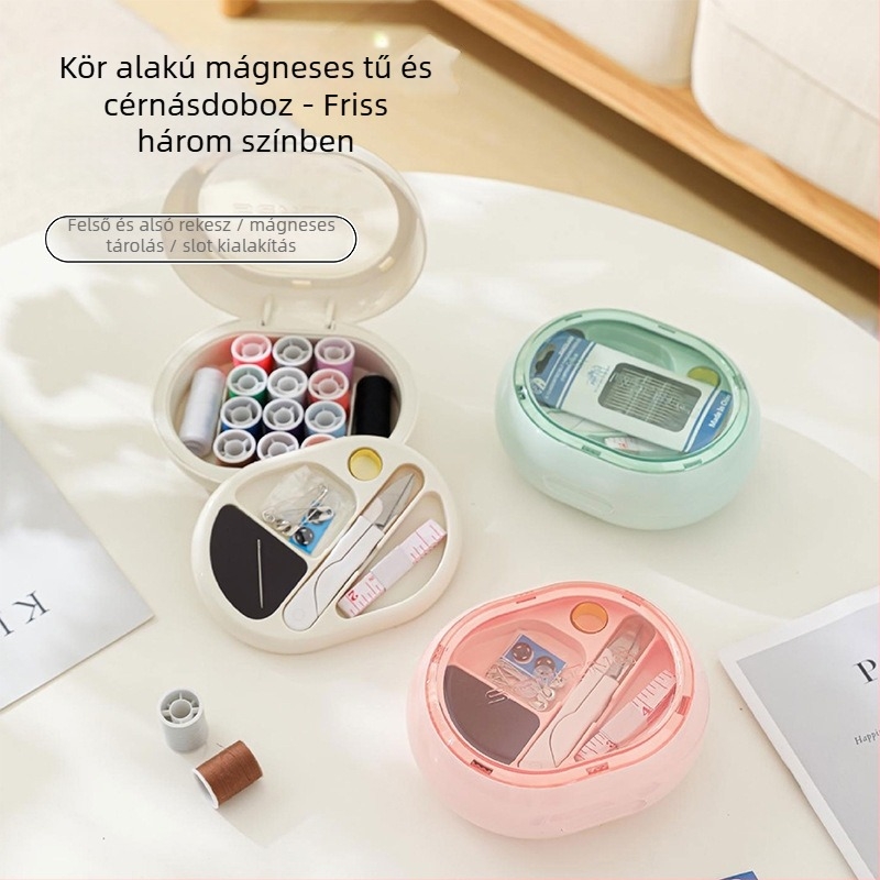 Mágneses, többfunkciós, hordozható varrószett, tárolóval a varróeszközök számára – kollégiumi használathoz