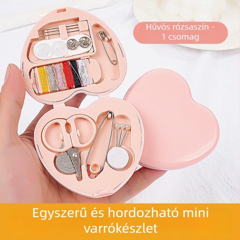 Varrókészlet - Szív alakú mini utazótáska, hordozható és praktikus varrókészlet, 500 db, 0,02 kg, Új kínai stílus