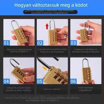 SiXCYCLE G-típusú réz 4 számjegyű kódzár poggyászhoz, tároláshoz és otthoni használathoz