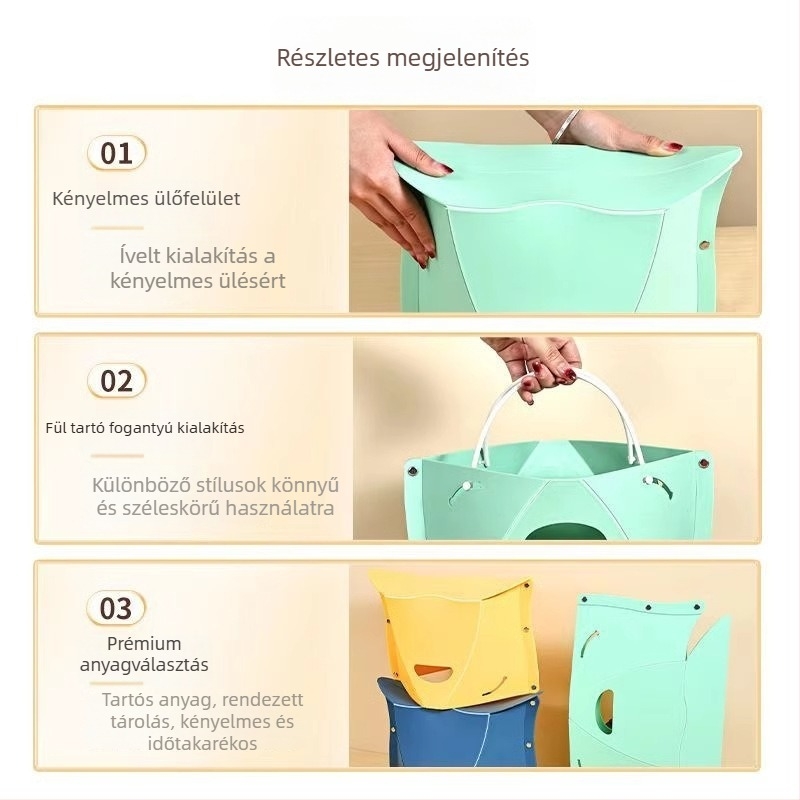 Összecsukható tároló szék nyakpánttal – kültéri, hordozható kempingezéshez és horgászathoz, műanyag, teherbírás 120 kg