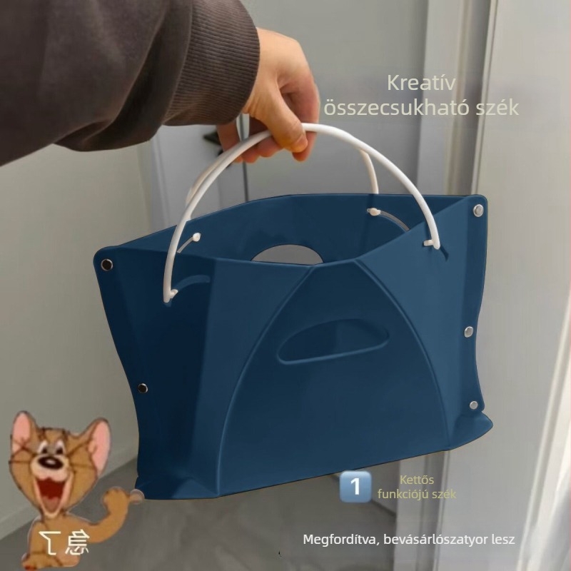 Összecsukható tároló szék nyakpánttal – kültéri, hordozható kempingezéshez és horgászathoz, műanyag, teherbírás 120 kg