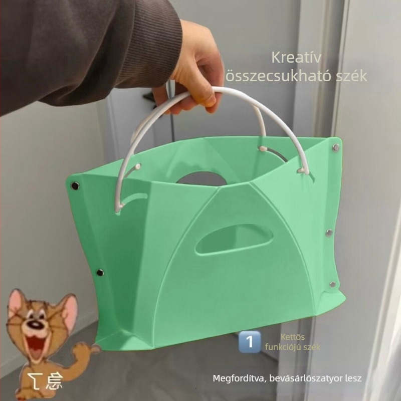 Összecsukható tároló szék nyakpánttal – kültéri, hordozható kempingezéshez és horgászathoz, műanyag, teherbírás 120 kg