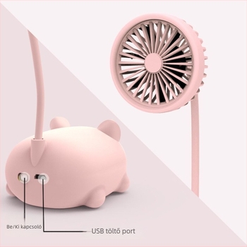 Asztali ventilátor aranyos karikatúra design – ABS anyag, forgatható, többfunkciós, csendes