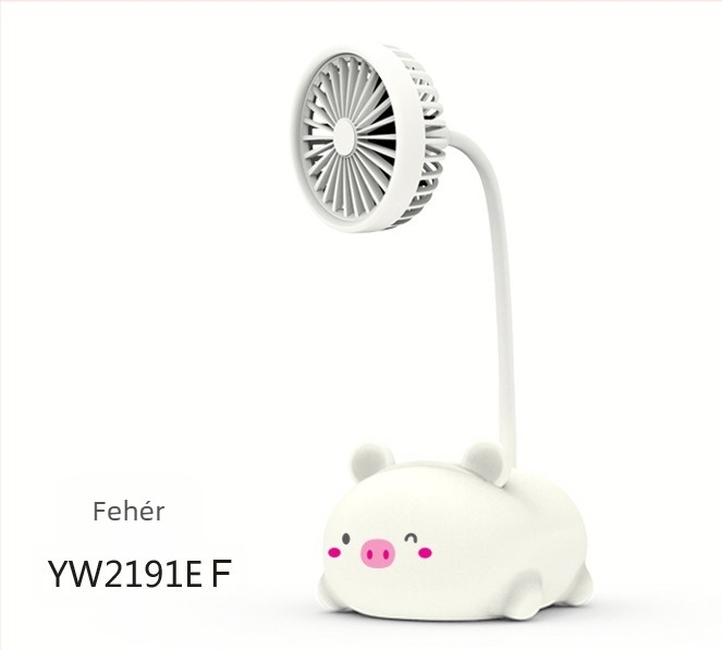 Asztali ventilátor aranyos karikatúra design – ABS anyag, forgatható, többfunkciós, csendes