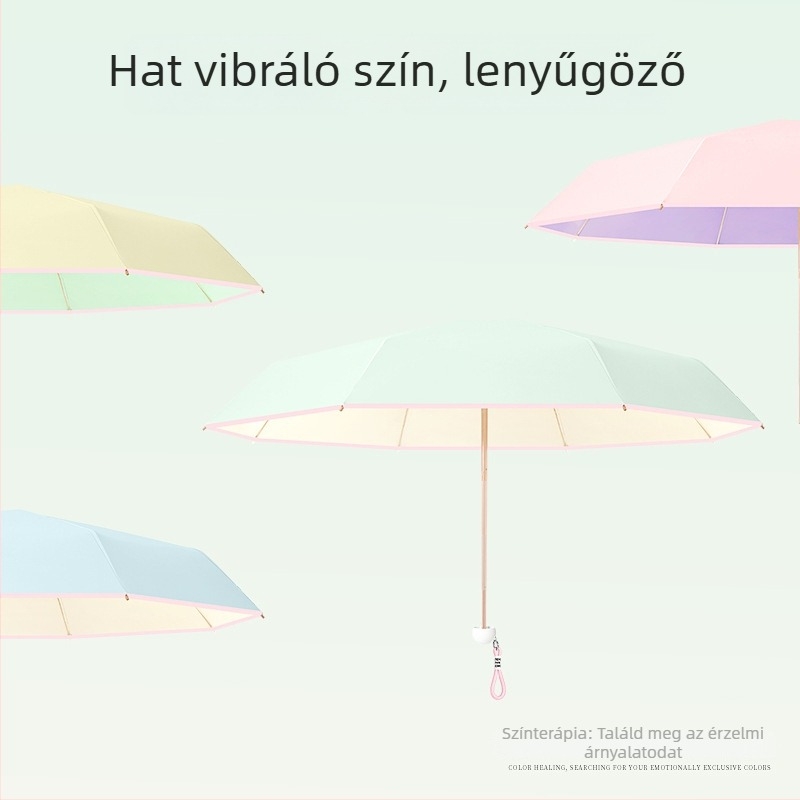 Mini ultrakönnyű esernyő napra és esőre, 8 bordával, UPF>50, Impact anyagú 190T bevonat vászon, kézi nyitás-zárás, tömeg 260 g