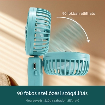 USB kézi ventilátor intelligens digitális kijelzővel, beépített akkumulátor 1000–1200mAh, brushless motor, 5 sebesség, üzemidő 3–6 óra